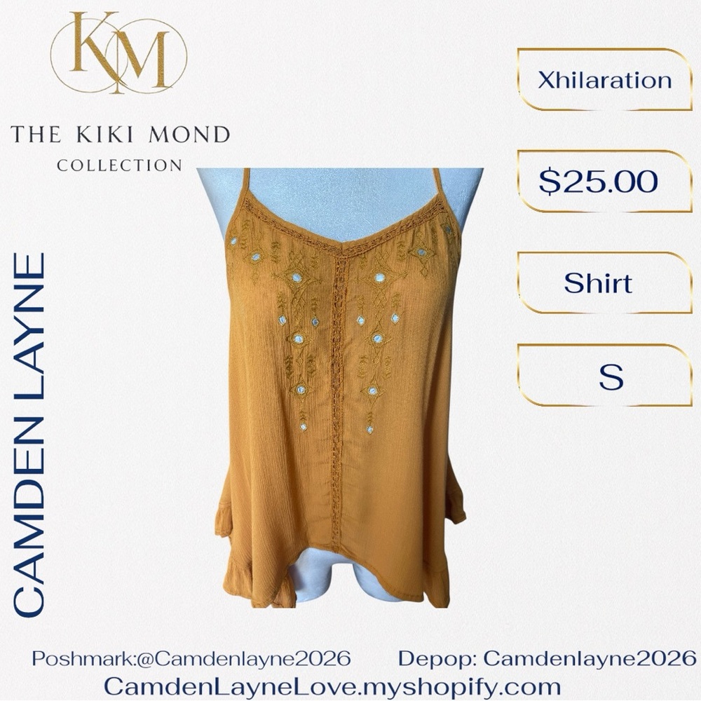 Mustard Bohemian Linen Cami Blouse - Picture 4 of 8